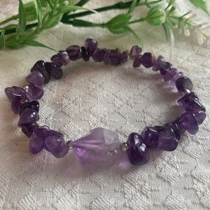 Raw Amethyst Chip Stack Bracelet